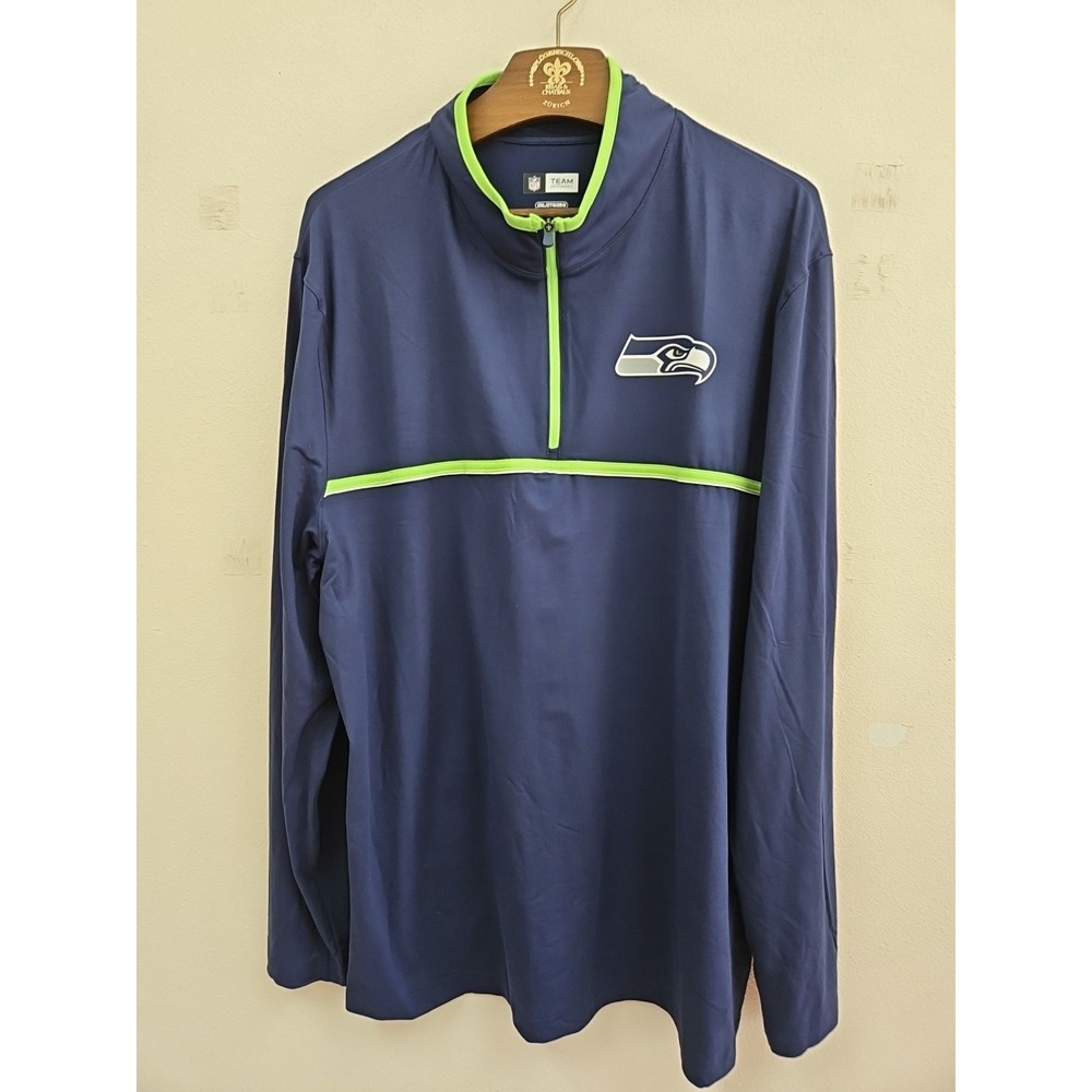 NFL Team Apparel Mens 2Xl  Seattle Seahawks 1/4 Zip Blue Pullover
